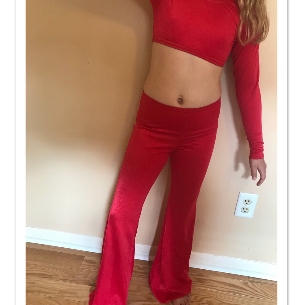 Red Crop + Flare Bottom
